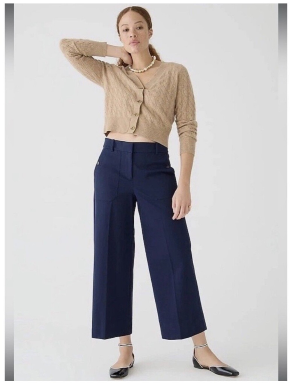 J. Crew Sydney navy blue wide leg crop pant Size 10